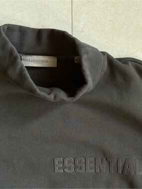ESSENTIALS Olive Green Mock Neck Pullover